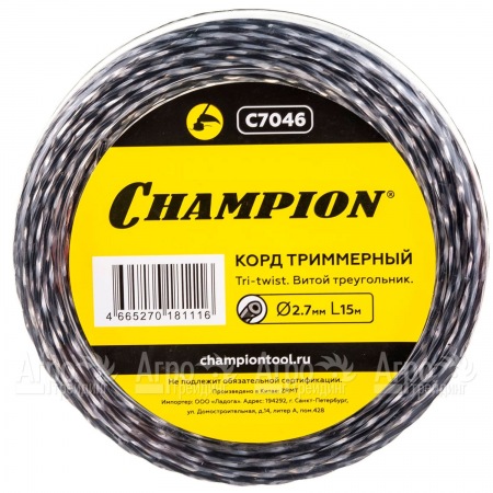 Корд триммерный Champion Tri-twist 2.7мм, 15м (витой треугольник)  в Рязани