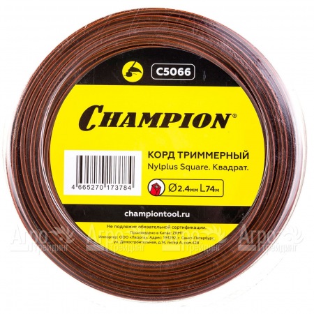 Корд триммерный Champion Nylplus Square 2.4мм, 74м (квадрат)+нож  в Рязани