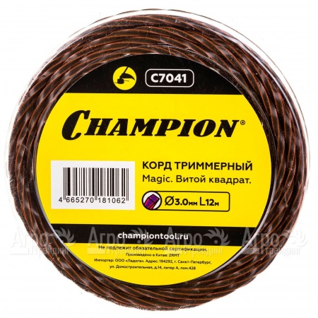 Корд триммерный Champion Magic 3мм, 12м (витой квадрат)  в Рязани