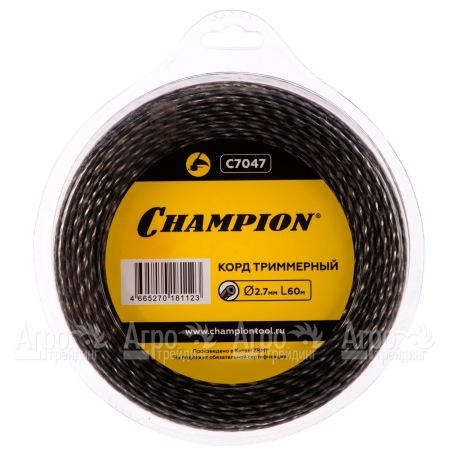 Корд триммерный Champion Tri-twist 2.7мм, 60м (витой треугольник)+нож  в Рязани