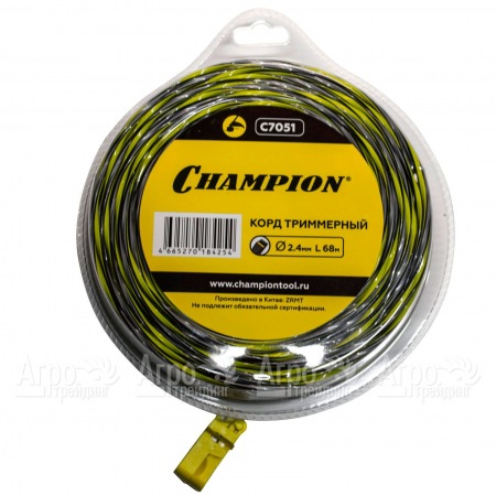 Корд триммерный Champion Tornado 2.4мм, 68м (витой квадрат)+нож  в Рязани