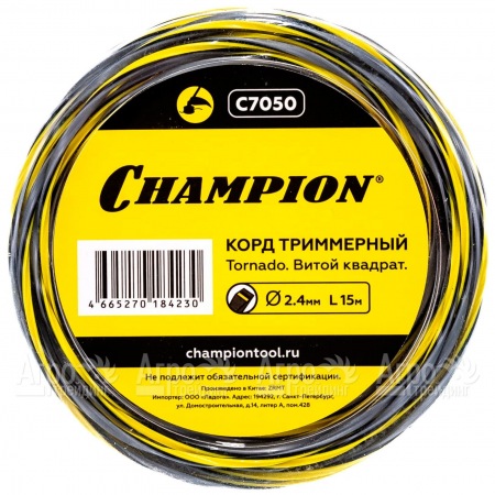 Корд триммерный Champion Tornado 2.4мм, 15м (витой квадрат)  в Рязани